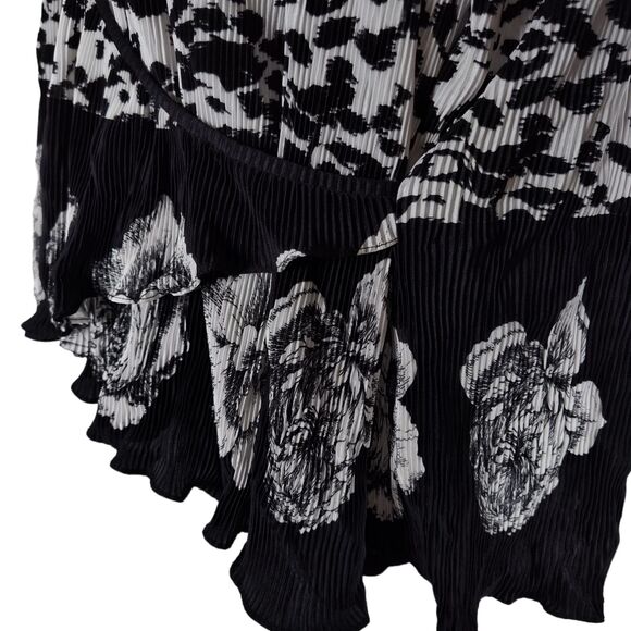 Vintage 80s Oversized Plisse Wrap Top Misses Plus One Size Mixed Print France - Picture 9 of 15